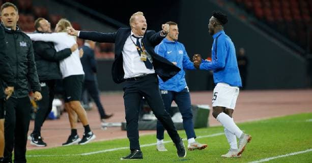 04 10 2018 Stadion Letzigrund Zürich SWITZERLAND Season 2018 2019 Men Soccer Europa League FC Zurich Ludogorets Rasgrad Coach Ludovic Magnin FC Zurich celebrates after 1 0