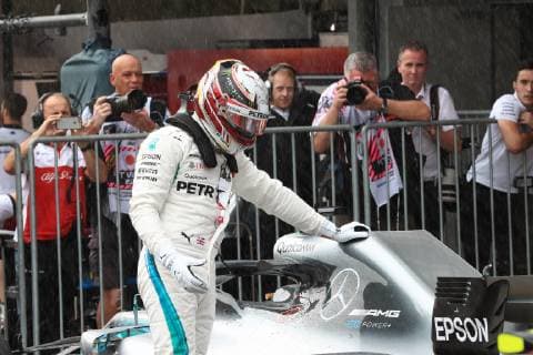 6th October 2018, Suzuka International Racing Course, Suzuka City, Japan; Formula One Grand Prix of Japan, qualification; Mercedes AMG Petronas Motorsport, Lewis Hamilton leans on car after putting it on pole for tomorrows race  ActionPlus12068317 Octane