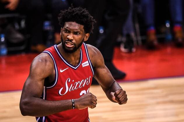 Joel Embiid of Philadelphia 76ers reacts as they compete against Dallas Mavericks during the Shenzhen match of the NBA Basketball Herren USA China Games in Shenzhen city, south China s Guangdong province, 8 October 2018. Mavericks beat 76ers 115-112 at Shenzhen match of NBA China Games. Dallas tops 76ers 115-112 at Shenzhen match of NBA China Games  pbu880987_30