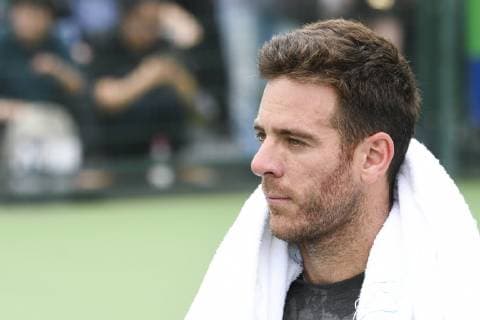 Argentine tennis player Juan Martin Del Potro takes part in a training session with Japanese tennis player Kei Nishikori in preparation for the Rolex Shanghai Masters 2018 tennis tournament in Shanghai, China, 9 October 2018. Juan Martin Del Potro, Kei Nishikori prepare for Rolex Shanghai Masters 2018  pbu881195_40