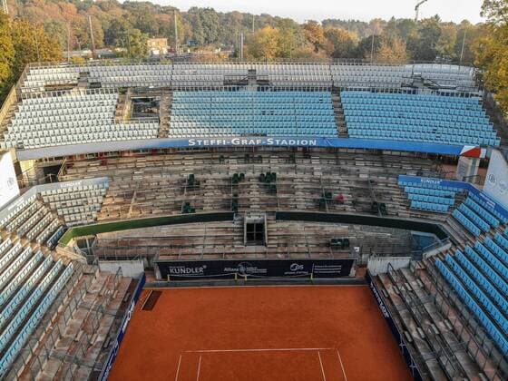 Steffi Graf Stadium Aerial photo LTTC Red White Autumn 2018 Berlin 10 10 2018