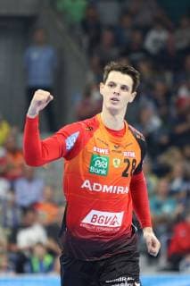 Rhein Neckar Loewen IFK Kristianstad Goalkeeper Rhein Neckar Loewe Filip Taleski No 28 in the Champions League match Rhein Neckar Loewen IFK Kristianstad Mannheim 10 10 18 Handball Champions League Group Phase Mannheim Baden Wuerttemberg Germany SAP Arena