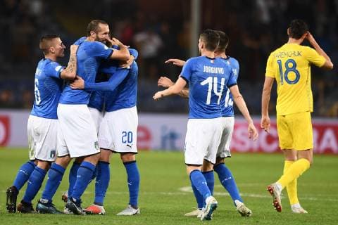 Fußball, Italien - Ukraine Mg Genova 10 10 2018 - amichevole Italia-Ucraina foto Matteo Gribaudi Image nella foto: esultanza gol Federico Bernardeschi 