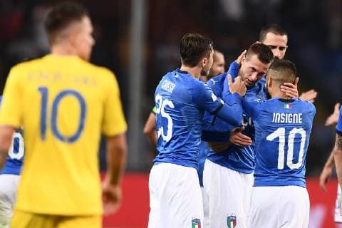 Fußball, Italien - Ukraine Mg Genova 10 10 2018 - amichevole Italia-Ucraina foto Matteo Gribaudi Image nella foto: esultanza gol Federico Bernardeschi 
