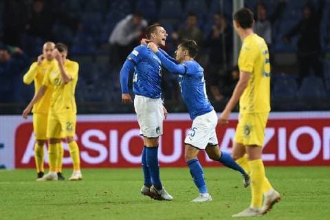 Fußball, Italien - Ukraine Db Genova 10 10 2018 - amichevole Italia-Ucraina foto Daniele Buffa Image nella foto: esultanza gol Federico Bernardeschi 