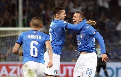 Fußball, Italien - Ukraine Photo LaPresse - Tano Pecoraro 10 October 2018 City Genova - (Italy) Soccer Italia vs Ucraina Race Friendly- "Luigi Ferraris" Stadium in the pic: bernardeschi federico esulta dopo il gol del 1-0  Copyright: xTanoxPecoraro LaPresse LaPresse x