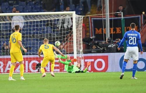 Photo LaPresse - Tano Pecoraro 10 October 2018 City Genova - (Italy) Soccer Italia vs Ucraina Race Friendly- "Luigi Ferraris" Stadium in the pic: bernardeschi federico realizza il gol del 1-0  Copyright: xTanoxPecoraro LaPresse LaPresse x