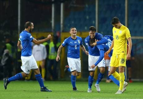 October 10, 2018 - Genoa, Italy - Federico Bernardeschi of Italy celebrates with team-mates after scoring the opening goal during the International Friendly Länderspiel match between Italy and Ukraine on October 10, 2018 in Genoa, Italy. Italy v Ukraine - International Friendly  - ZUMAn230 20181010_zaa_n230_422 Copyright: xMatteoxCiambellix