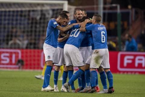 Federico Bernardeschi (Italy) celebrates after scoring his team s first goal during the UEFA Nations League Friendly match between Italy 1-1 Ukraine at Luigi Ferraris Stadium on October 10, 2018 in Genova, Italy. .  (87633824)