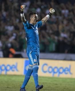 Mexico s goalkeeper Raul Gudino celebrates a goal during the friendly match between Mexico and Costa Rica held at he University Stadium of the University Autanoma de Nuevo Leon, in Monterrey, Mexico, 11 October 2018. Mexico vs Costa Rica !ACHTUNG: NUR REDAKTIONELLE NUTZUNG!  Copyright: xMiguelxSierrax MR06 20181012-636749219880392038