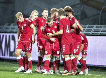 Fußball, U21 EM Quali, Dänemark - Polen Danmarks Philip Billing har scoret til 1-0 i U21 U 21 EM-kvalifikationskampen mellem Danmark og Polen paa Aalborg Stadion, fredag 12. oktober 2018.. , Aalborg Jylland Denmark  Copyright: HenningxBagger HenningxBaggerx COP101 spdk20181012-185503-L