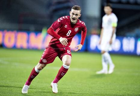 Fußball, U21 EM Quali, Dänemark - Polen Danmarks Jacob Bruun Larsen i U21 U 21 EM-kvalifikationskampen mellem Danmark og Polen paa Aalborg Stadion, fredag 12. oktober 2018.. , Aalborg Jylland Denmark  Copyright: HenningxBagger HenningxBaggerx COP101 spdk20181012-185809-L
