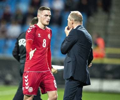 Fußball, U21 EM Quali, Dänemark - Polen Danmarks Jacob Bruun Larsen skiftes ud i U21 U 21 EM-kvalifikationskampen mellem Danmark og Polen paa Aalborg Stadion, fredag 12. oktober 2018.. , Aalborg Jylland Denmark  Copyright: HenningxBagger HenningxBaggerx COP101 spdk20181012-200718-L
