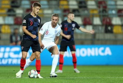 League of Nations, football match Croatia - England 12.10.2018., Croatia, Rujevica, Rijeka - League of Nations, football match Croatia - England. Jordan Henderson, Andrej Kramaric  LukaxStanzl PIXSELL