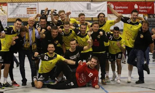 12 10 2018 xmgx Handball 3 Liga SG Bruchköbel HSG Hanau v l Jubel Bild Bruchköbel Bruchköbel Hessen Germany DEU