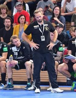 Coach Christian Pöhler Dresden HC Elbflorenz Dresden vs Dessau Rosslauer HV 06 Handball 2 Mens league 2 Bundesliga Season 2018 2019 Dresden Ball games Arena Dresden 13 10 2018