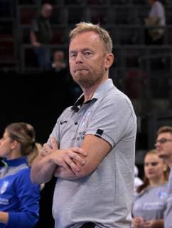 14 10 2018 Germany Bietigheim Handball Champions League Women Group Stage 2 Round Gameday 2018 2019 SG BBM Bietigheim vs CSM Bucuresti Bucaresti Manager Magnus Johansson