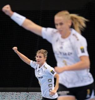 14 10 2018 Germany Bietigheim Handball Champions League Women Group Stage 2 Gameday League Season 2018 2019 SG BBM Bietigheim vs CSM Bucuresti Angela Malestein BBM celebrates cheering