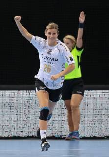 14 10 2018 Germany Bietigheim Handball Champions League Women Group Stage 2 Gameday League Season 2018 2019 SG BBM Bietigheim vs CSM Bucuresti Angela Malestein BBM celebrates cheering