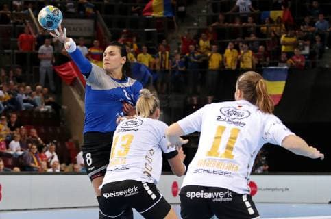 14 10 2018 Germany Bietigheim Handball Champions League Women Group Stage 2 Gameday League Season 2018 2019 SG BBM Bietigheim vs CSM Bucuresti v Cristina Georgiana Neagu CSM Luisa Schulze BBM Laura van der Heijden BBM