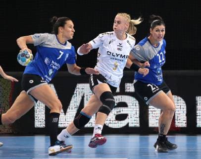 14 10 2018 Germany Bietigheim Handball Champions League Women Group Stage 2 Gameday League Season 2018 2019 SG BBM Bietigheim vs CSM Bucuresti v Andrea Kekic CSM Maura Visser BBM Oana Andreea Manea CSM
