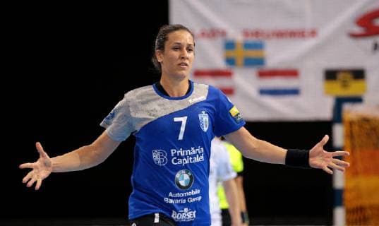 14 10 2018 Germany Bietigheim Handball Champions League Women Group Stage 2 Gameday League Season 2018 2019 SG BBM Bietigheim vs CSM Bucuresti Andrea Lekic CSM celebrates cheering