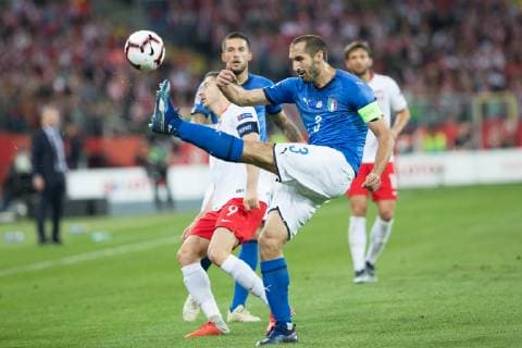 Fußball, Nations League, Polen - Italien 2018.10.14 Chorzow Pilka nozna UEFA Liga Narodow Polska - Wlochy N z Arkadiusz Reca, Alessandro Florenzi Foto Marcin Karczewski PressFocus 2018.10.14 Chorzow Football UEFA Nations League Poland - Italy Arkadiusz Reca, Alessandro Florenzi Credit: Marcin Karczewski PressFocus NEWSPIX.PL --- Newspix.pl  20181014_MKR_12