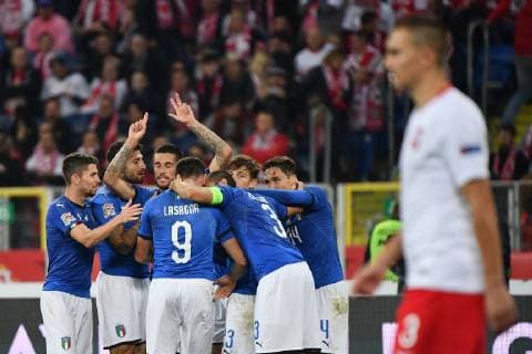 Fußball, Nations League, Polen - Italien Photo Alfredo Falcone - LaPresse14 10 2018 Katowice (Poland SoccerPolonia - ItaliaNations League 2019 - Slasky Stadium of KatowiceIn the pic: biraghi celebrates  Copyright: xAlfredoxFalconex-xLaPresse ALFREx