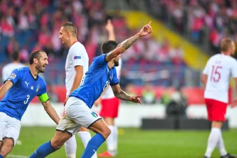 Fußball, Nations League, Polen - Italien 2018.10.14 Chorzow Pilka nozna UEFA Liga Narodow 2019 Polska - Wlochy N z bramka gol radosc na 0-1 Christiano Biraghi Foto Pawel Andrachiewicz PressFocus 2018.10.14 Chorzow Football UEFA Nations League 2019 Poland - Italy bramka gol radosc na 0-1 Christiano Biraghi Credit: Pawel Andrachiewicz PressFocus NEWSPIX.PL --- Newspix.pl  20181014_PF_PA632