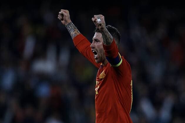 October 15, 2018 - Sevilla, Sevilla, Spain - Sergio Ramos of Spain celebrates a goal during the UEFA Nations League A group four match between Spain and England at Benito Villamarin on October 15, 2018 in Sevilla, Spain Spain v England - UEFA Nations League A  - ZUMAn230 20181015_zaa_n230_223 Copyright: xDavidxAliagax