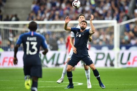 Football UEFA Nations League France Germany on 16 10 2018 at Stade de France in Paris Olivier Giroud France front Niklas Süle Germany back DFB regulations prohibit any use of images as image sequences and or video footage xTTx