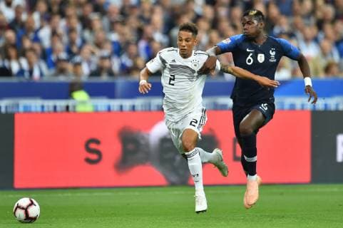 Football UEFA Nations League France Germany on 16 10 2018 at the Stade de France in Paris Thilo Kehrer Germany left Paul Pogba France right DFB regulations prohibit any use of images as image sequences and or quasi video xTTx