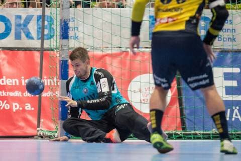 Parade by Christopher Rudeck No 1 TW Bergischer HC Bergischer HC vs Rhein Neckar Löwen Handball DHB Cup Eight Finals 16 10 18 Solingen NRW Germany Klingenhalle Copyright: xdnet_cdnx