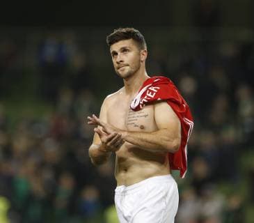 16th October 2018, Aviva Stadium, Dublin, Ireland; UEFA Nations League football, Ireland versus Wales; A disappointed Shane Long applauds the home supporters  ActionPlus12070734 AshleyxCahill