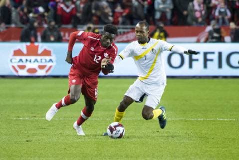 Fußball, Nations League, Kanada - Dominica October 16, 2018 - Toronto, Ontario, Canada - Canada MNT vs Dominica Nations League qualifier Game at BMO Field 5-0. IN PICTURE: ALPHONSO DAVIES Canada MNT vs Dominica - Nations League qualifier - ZUMAm154 20181016_zap_m154_003 Copyright: xAngelxMarchinix