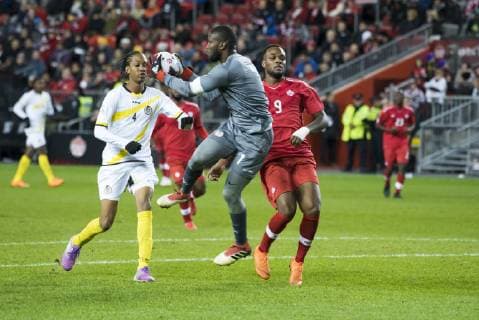 Fußball, Nations League, Kanada - Dominica October 16, 2018 - Toronto, Ontario, Canada - Canada MNT vs Dominica Nations League qualifier Game at BMO Field 5-0. IN PICTURE: CYLE LARIN Canada MNT vs Dominica - Nations League qualifier - ZUMAm154 20181016_zap_m154_014 Copyright: xAngelxMarchinix
