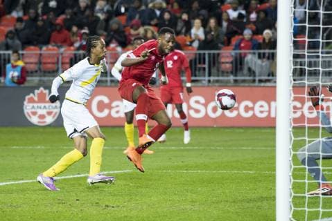 Fußball, Nations League, Kanada - Dominica October 16, 2018 - Toronto, Ontario, Canada - Canada MNT vs Dominica Nations League qualifier Game at BMO Field 5-0. IN PICTURE: CYLE LARIN Canada MNT vs Dominica - Nations League qualifier - ZUMAm154 20181016_zap_m154_021 Copyright: xAngelxMarchinix