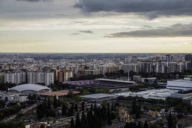 Fußball, Stadiongeschichte FC Barcelona October 15, 2018 - Barcelona, Spain - FC Barcelona Barca complex with Camp Nou Stadium, Palau Blaugrana and Mini Estadi in Barcelona, on October of 2018. Camp Nou Stadium of FC Barcelona  - ZUMAn230 20181015_zaa_n230_934 Copyright: xXavierxBonillax