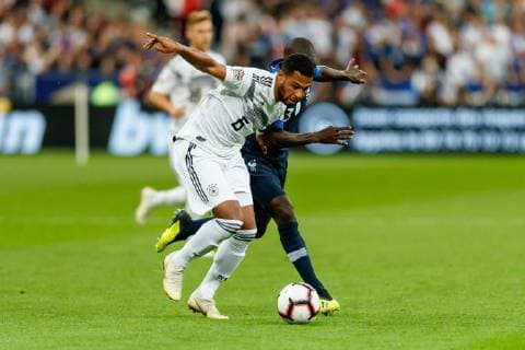 Paris France 16 10 2018 UEFA Nations League League A Group 1 France Germany Serge Gnabry GER and N Golo Kante FRA in a duel DeFodi048