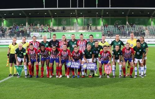 VfL vs Atletico Madrid CL Wolfsburg Germany 17 10 2018 FOOTBALL VfL Wolfsburg vs Atlético Madrid Champions League Eighth finals season 2015 2016 Volkswagen Arena Image shows teams before the game Wolfsburg