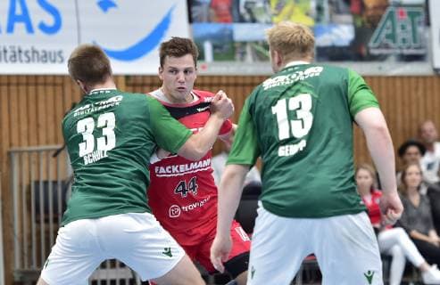 17 10 2018 Handball DHB Cup Round of 16 Season 2018 2019 DJK Rimpar Wolves HC Erlangen HCE OGo Michael Schulz 33 DJK Rimpar Wolves Christoph Steinert 44 HC Erlangen Patrick Gempp 13 DJK Rimpar Wolves