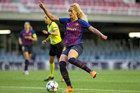 17th October 2018, Miniestadi, Barcelona, Spain; UEFA Womens Champions League football, Barcelona versus Glasgow City; Kheira Hamraoui of FC Barcelona Barca crosses into the box  ActionPlus12070746 PedroxSalado