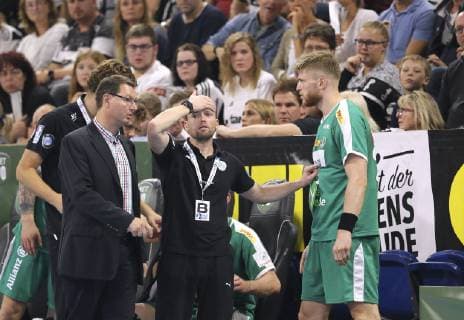 Photo Coach Andre Haber Leipzig Handball 1 Bundesliga Cup match on Wed 17 10 2018 THW Kiel DHfK Leipzig