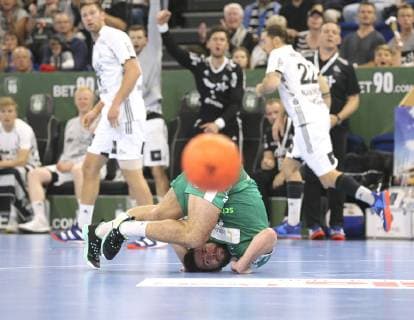 Photo Lukas Binder Leipzig comes to Fall Handball 1 Bundesliga Cup match on Wed 17 10 2018 THW Kiel DHfK Leipzig