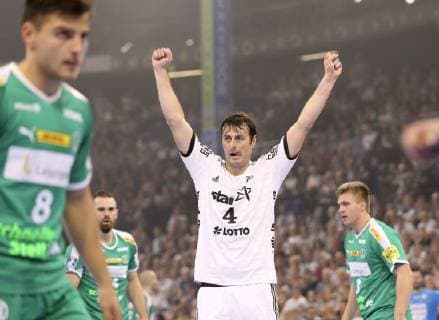 Photo Torjuebl at Kiels players Gisli Kristjansson Handball 1 Bundesliga cup match on Wed 17 10 2018 THW Kiel DHfK Leipzig