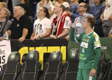 Photo losers Niclas Pieczkowski Leipzig Handball 1 Bundesliga Cup match on Wed 17 10 2018 THW Kiel DHfK Leipzig 31 23