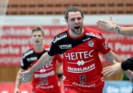 Germany Wuerzburg s Oliver Arena 17 10 2018 Handball DHB Pokal DJK Rimpar Woelfe HC Erlangen Picture of l Johannes Sellin HC Erlangen 5 is pleased about the victory Copyright: HMBxMedia xHeikoxBecker