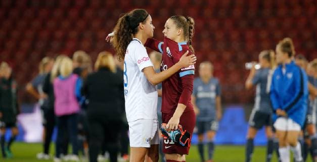 17 10 2018 Letzigrund Stadium Zurich SWITZERLAND Season 2018 2019 Women UEFA Womens Champions League First leg FC Zürich Women Bayern Munich Cinzia Zehnder li consoled goalkeeper Elvira Herzog FCZ Women after the match