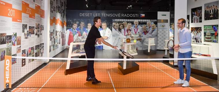 Czech tennis players Radek Stepanek, right, and Tomas Berdych open the Tennis Hall of Fame in shopping house Gallery Harfa in Prague, Czech Republic, October 18, 2018. (CTKxPhoto VitxSimanek) CTKPhotoP201810180418301  VIS 011