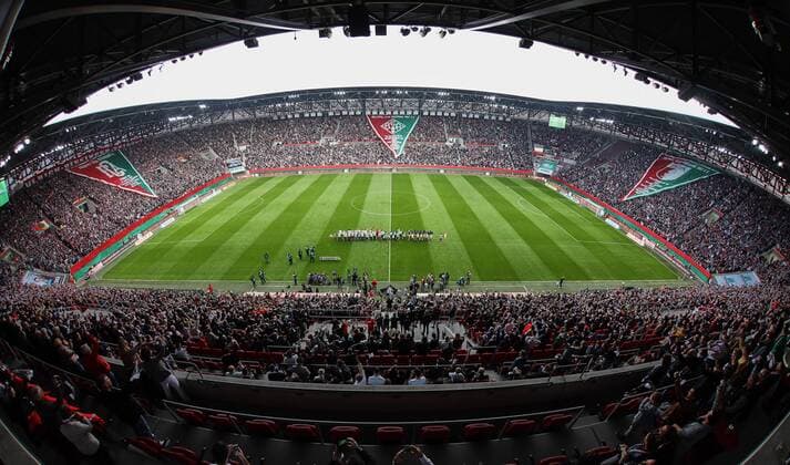 Choreography in the WWK Arena before the start of the match FC Augsburg vs RB Leipzig 8 Matchday DFL REGULATIONS PROHIBIT ANY US PHOTOGRAPH AS IMAGE SEQUENCES AND OR QUASI VIDEO
